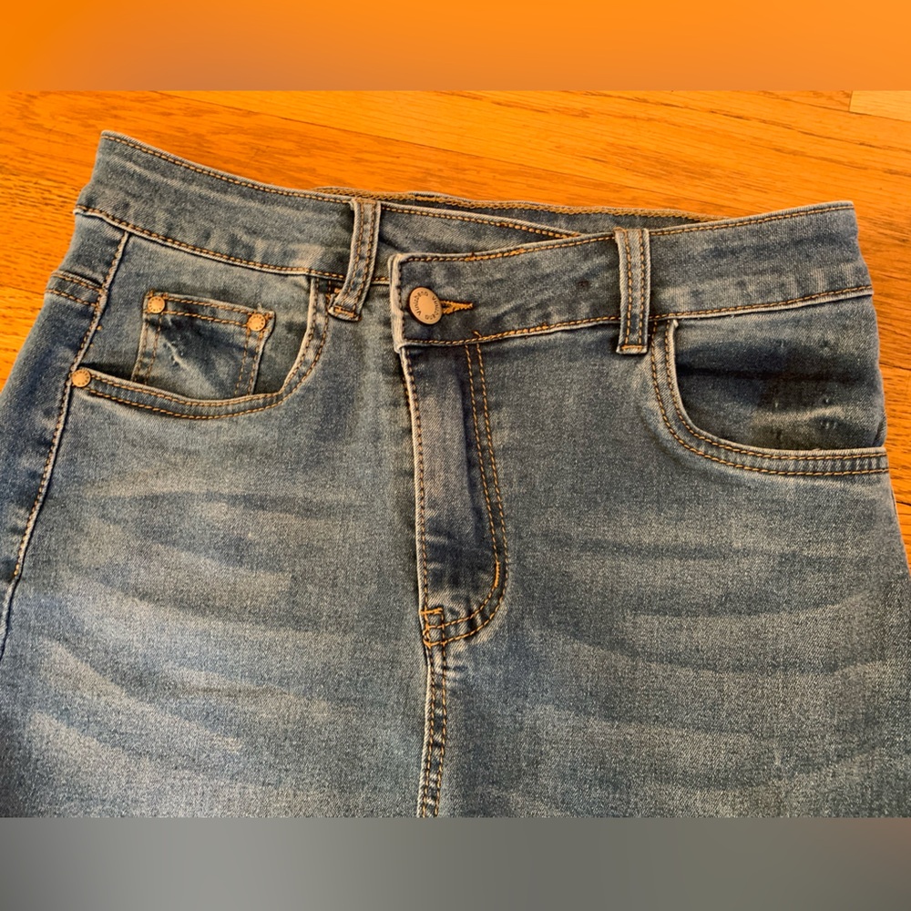 Vinizbena crossover waist slit front stretchy denim skirt size M - Picture 9 of 12